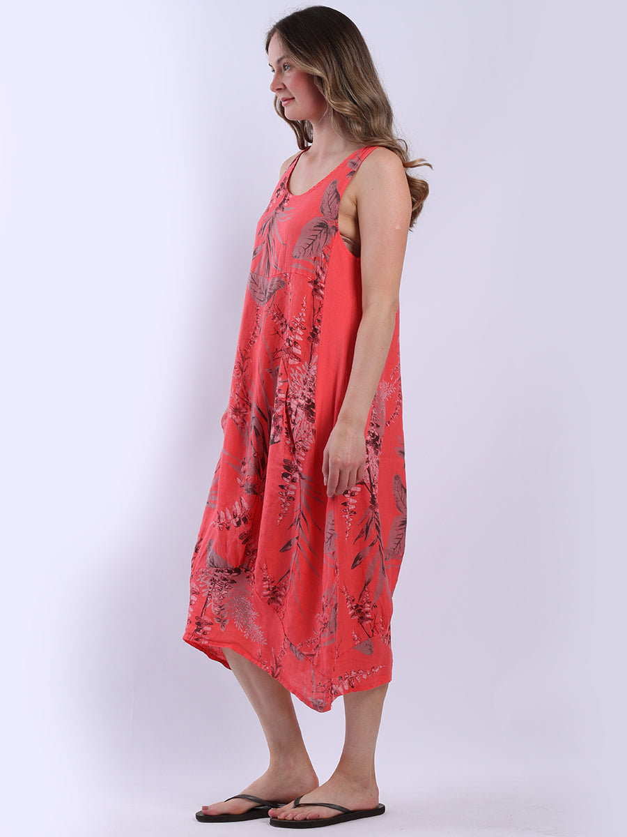 Paisley Print Linen Maxi Tank Dress