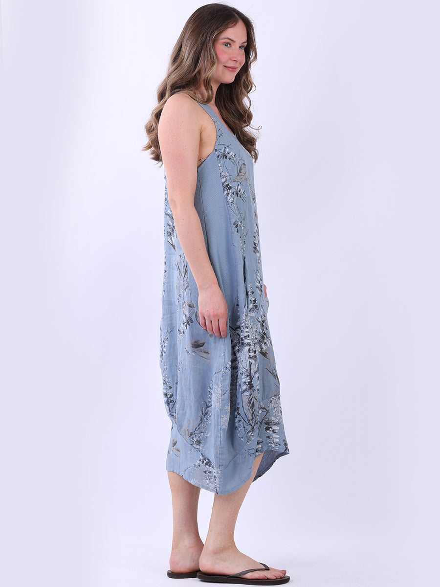 Paisley Print Linen Maxi Tank Dress