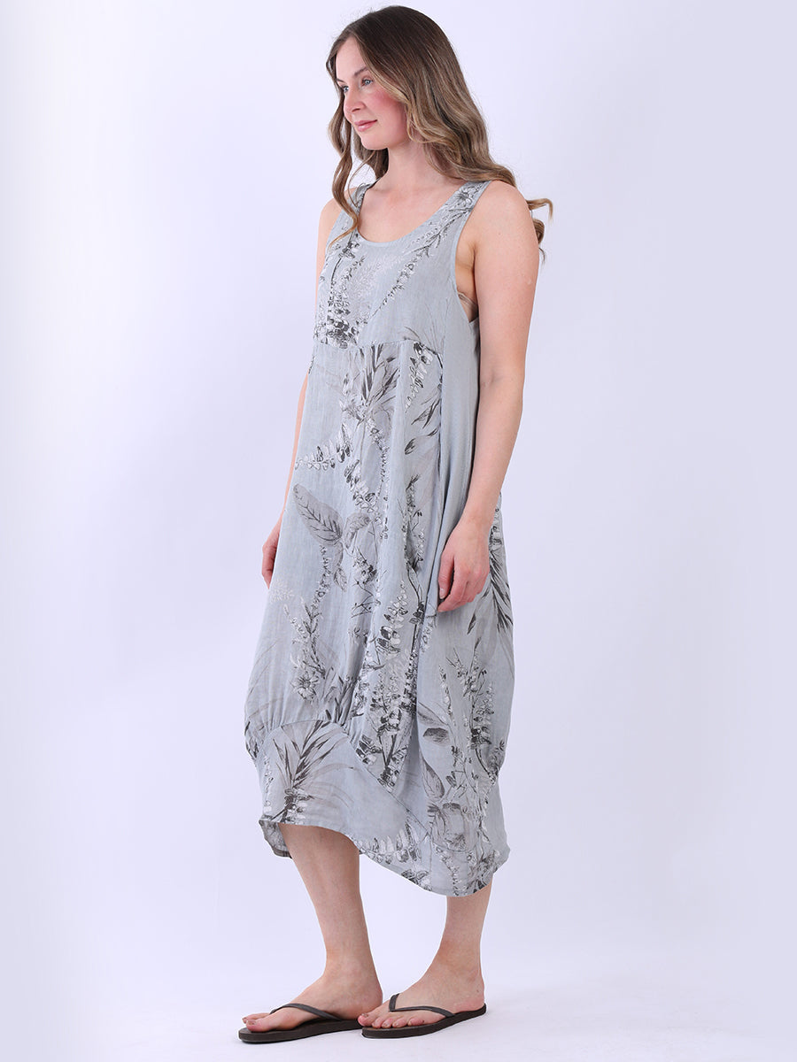 Paisley Print Linen Maxi Tank Dress