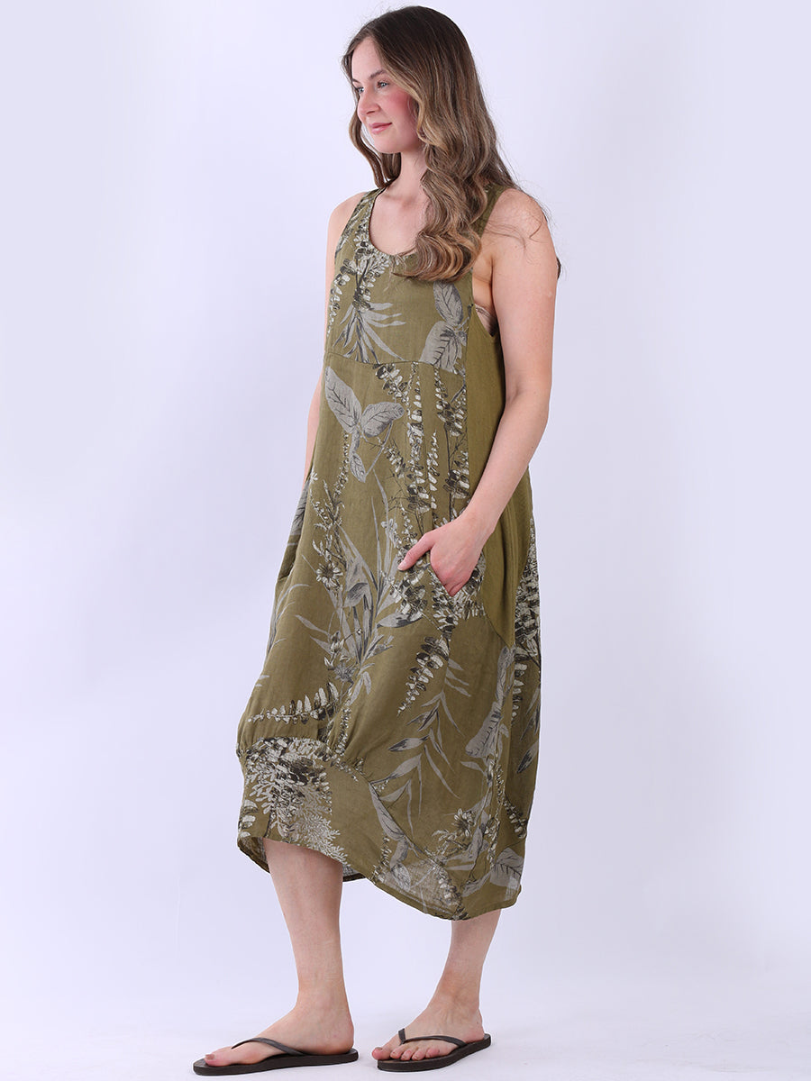Paisley Print Linen Maxi Tank Dress
