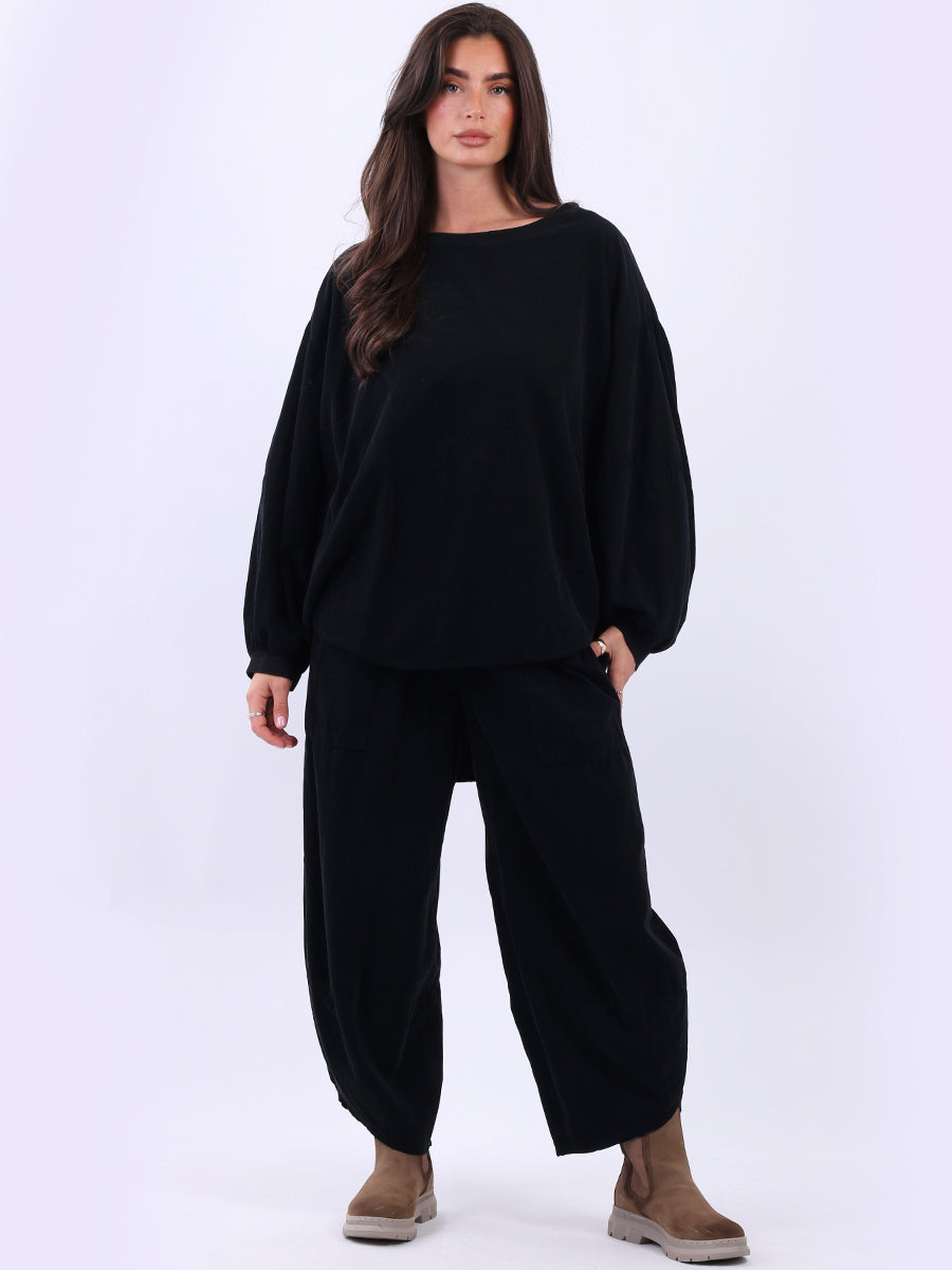 Corduroy Batwing Top Black