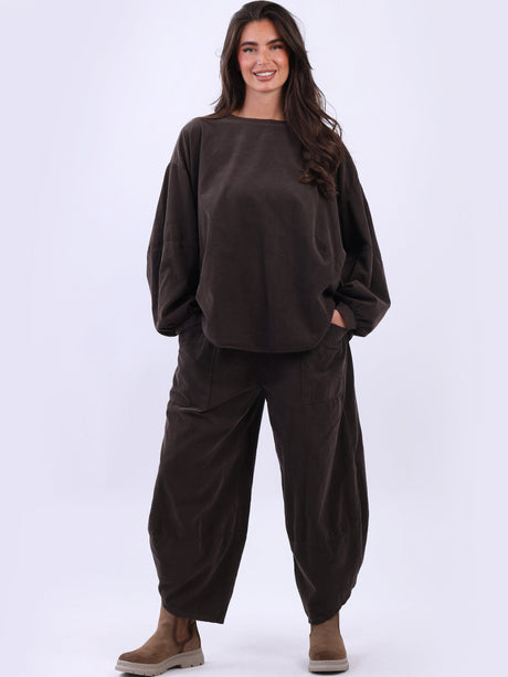 Corduroy Batwing Top Chocolate