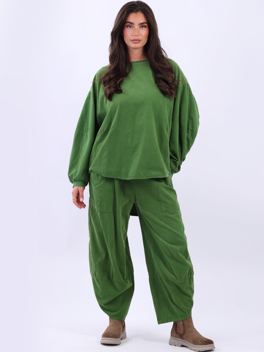 Corduroy Batwing Top Green