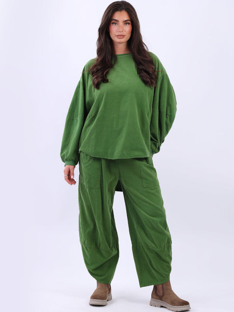 Corduroy Batwing Top Green