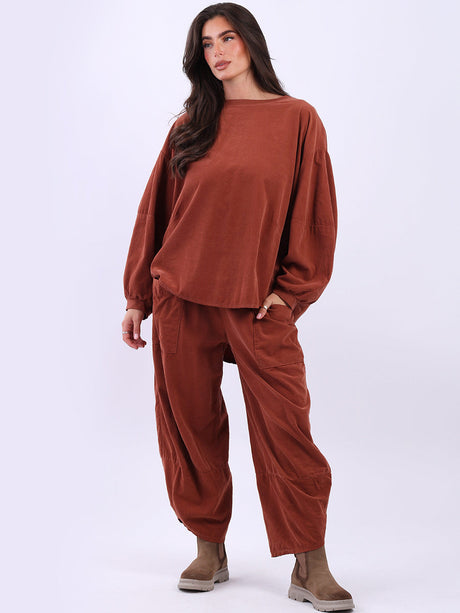 Corduroy Batwing Top Rust