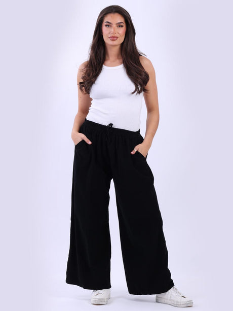 Wide Leg Corduroy Palazzo Black