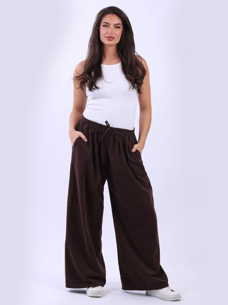Wide Leg Corduroy Palazzo Chocolate