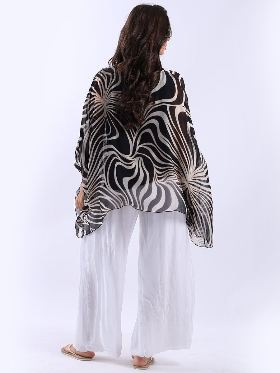 2 Layered Printed Silk Tunic Top