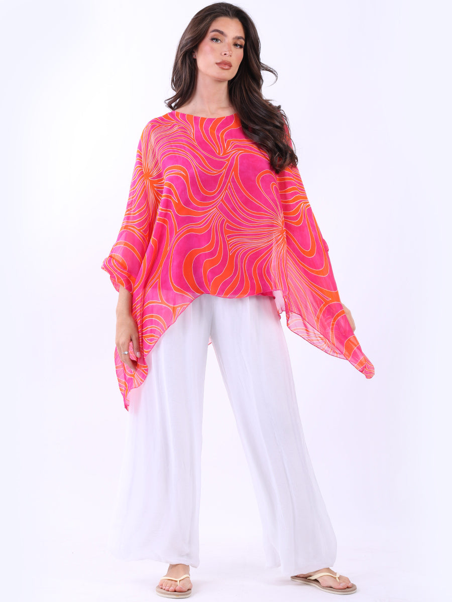 2 Layered Printed Silk Tunic Top