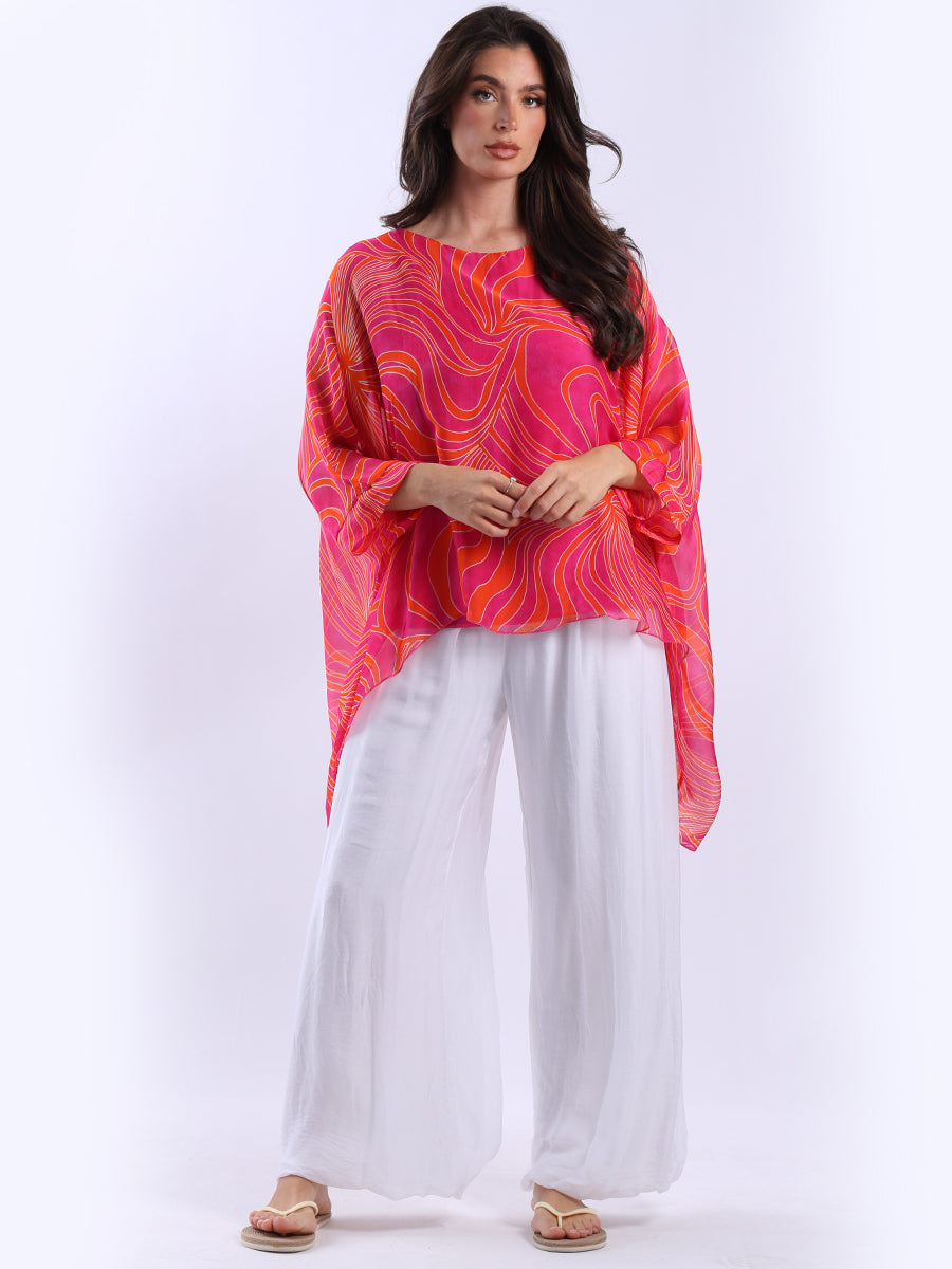 2 Layered Printed Silk Tunic Top