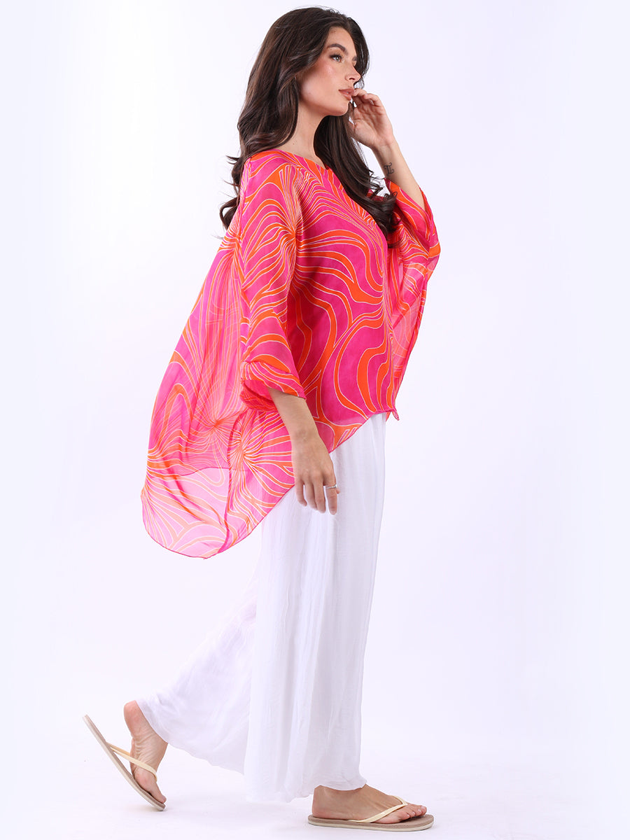 2 Layered Printed Silk Tunic Top