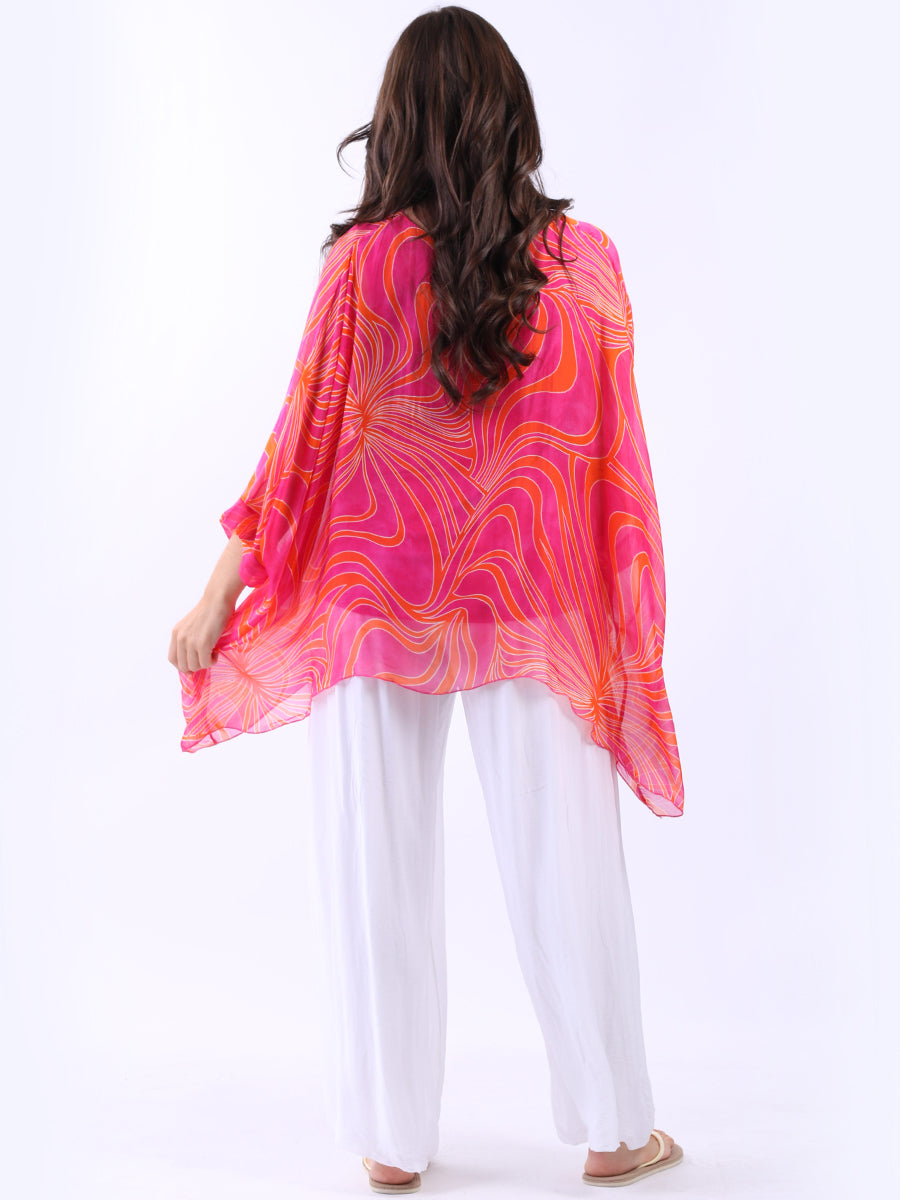 2 Layered Printed Silk Tunic Top