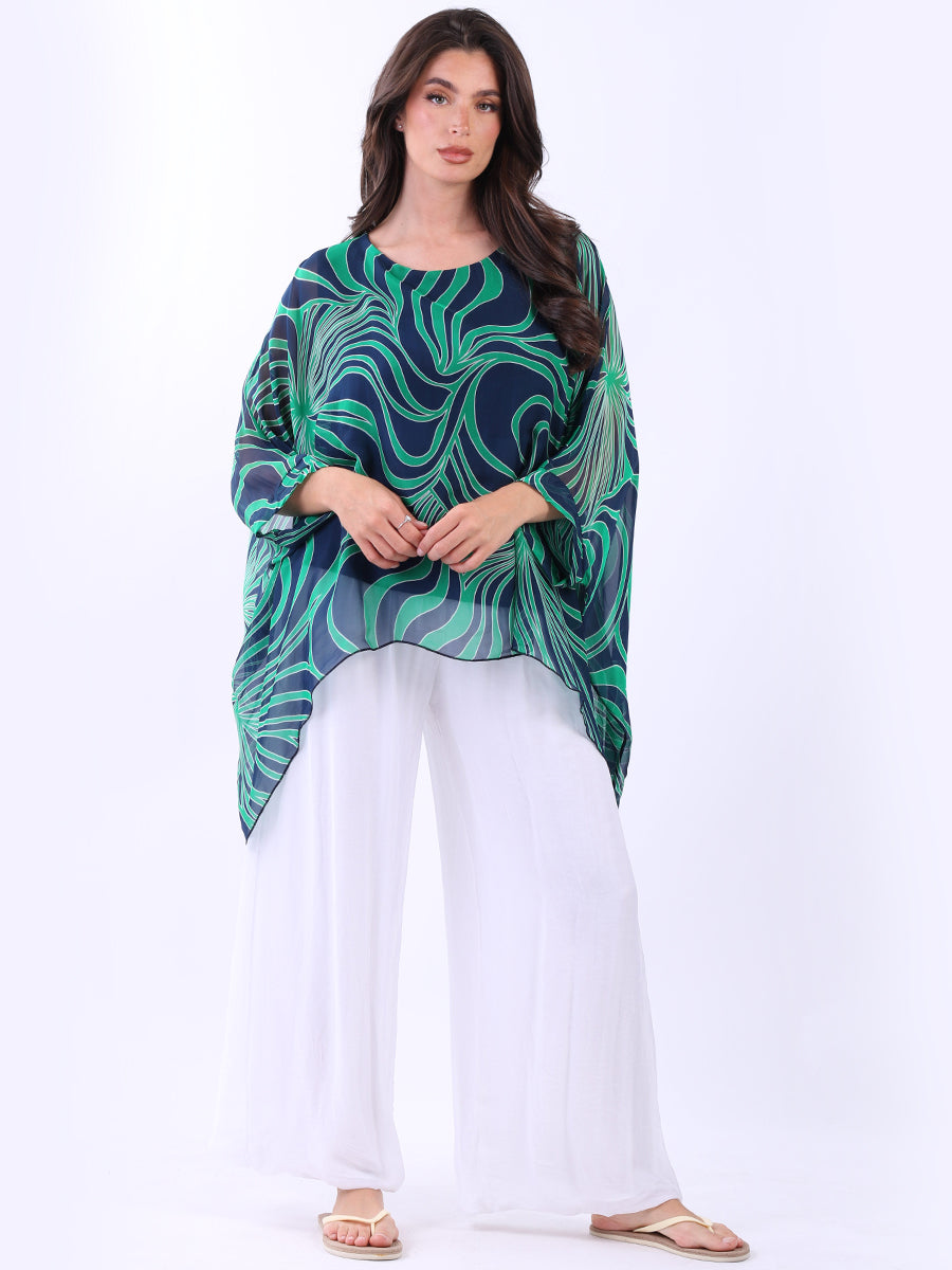 2 Layered Printed Silk Tunic Top