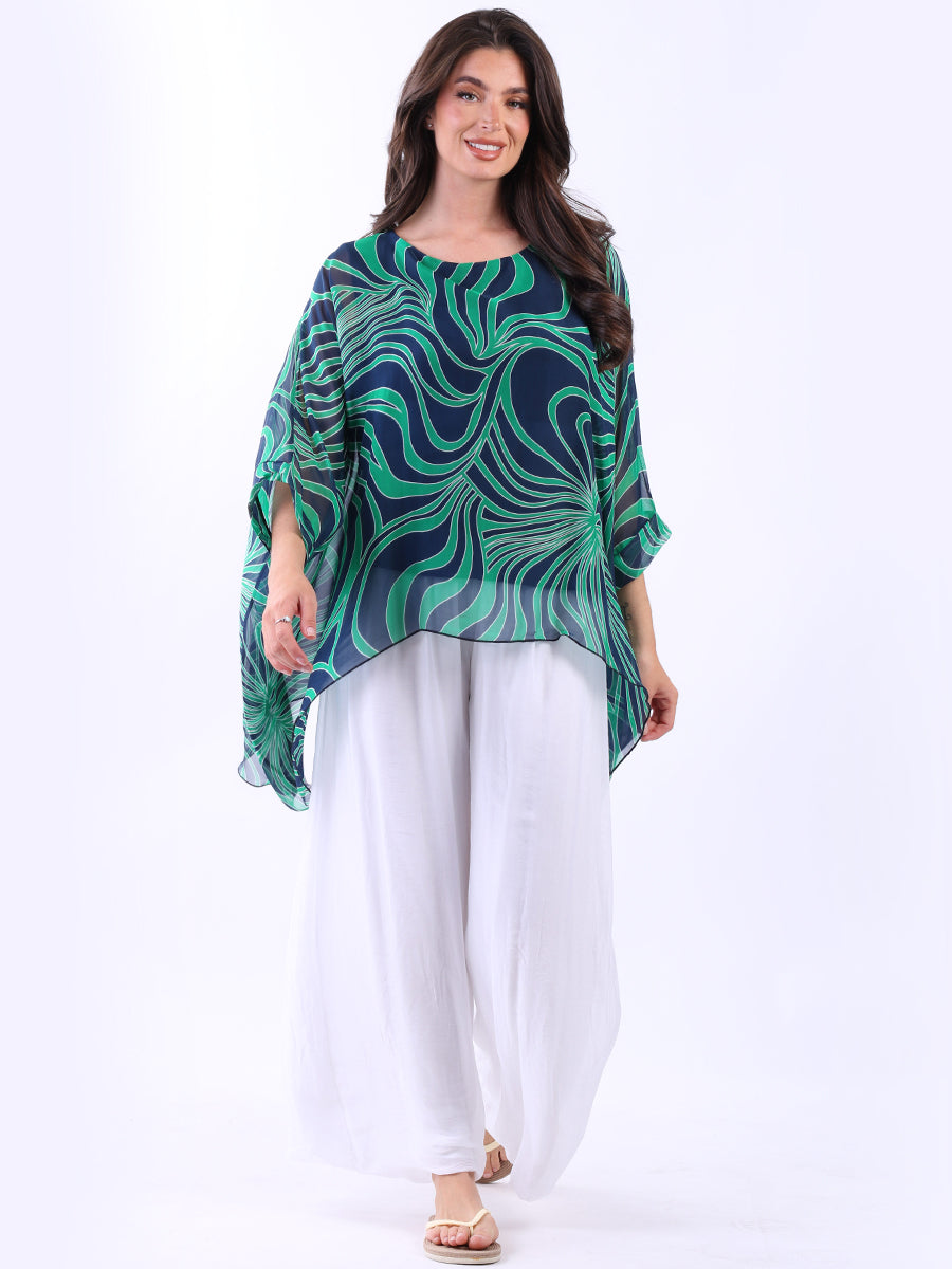2 Layered Printed Silk Tunic Top
