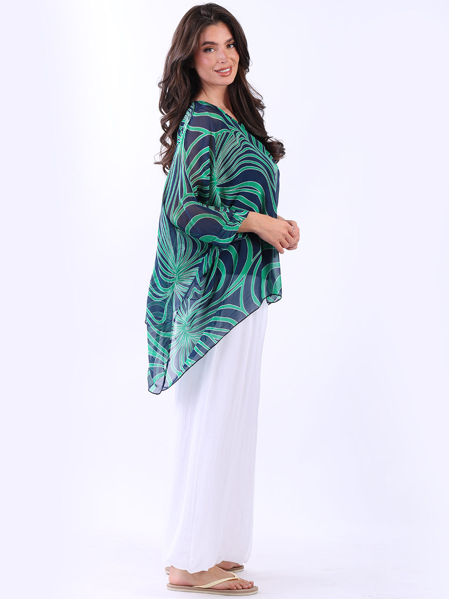 2 Layered Printed Silk Tunic Top