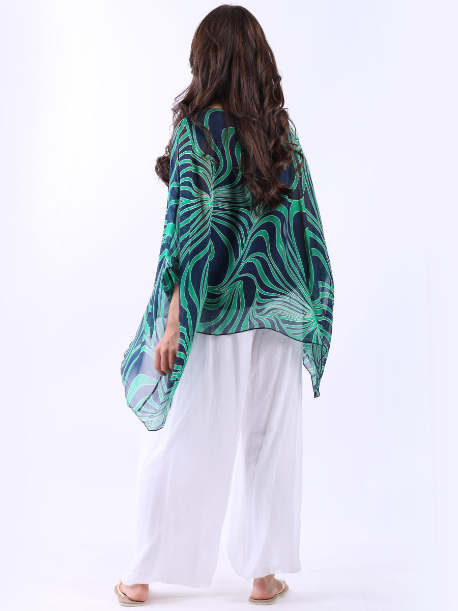 2 Layered Printed Silk Tunic Top