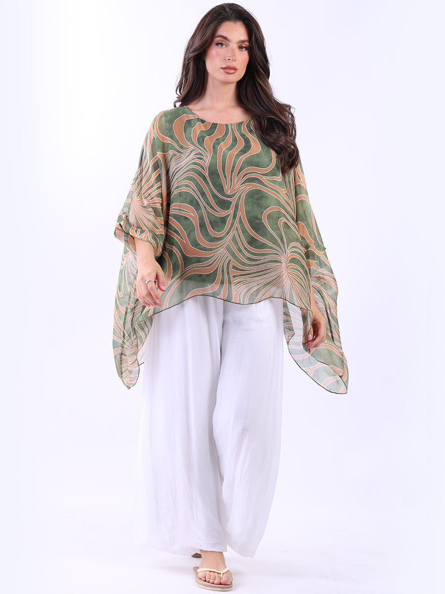 2 Layered Printed Silk Tunic Top
