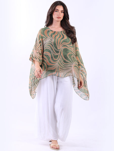 2 Layered Printed Silk Tunic Top