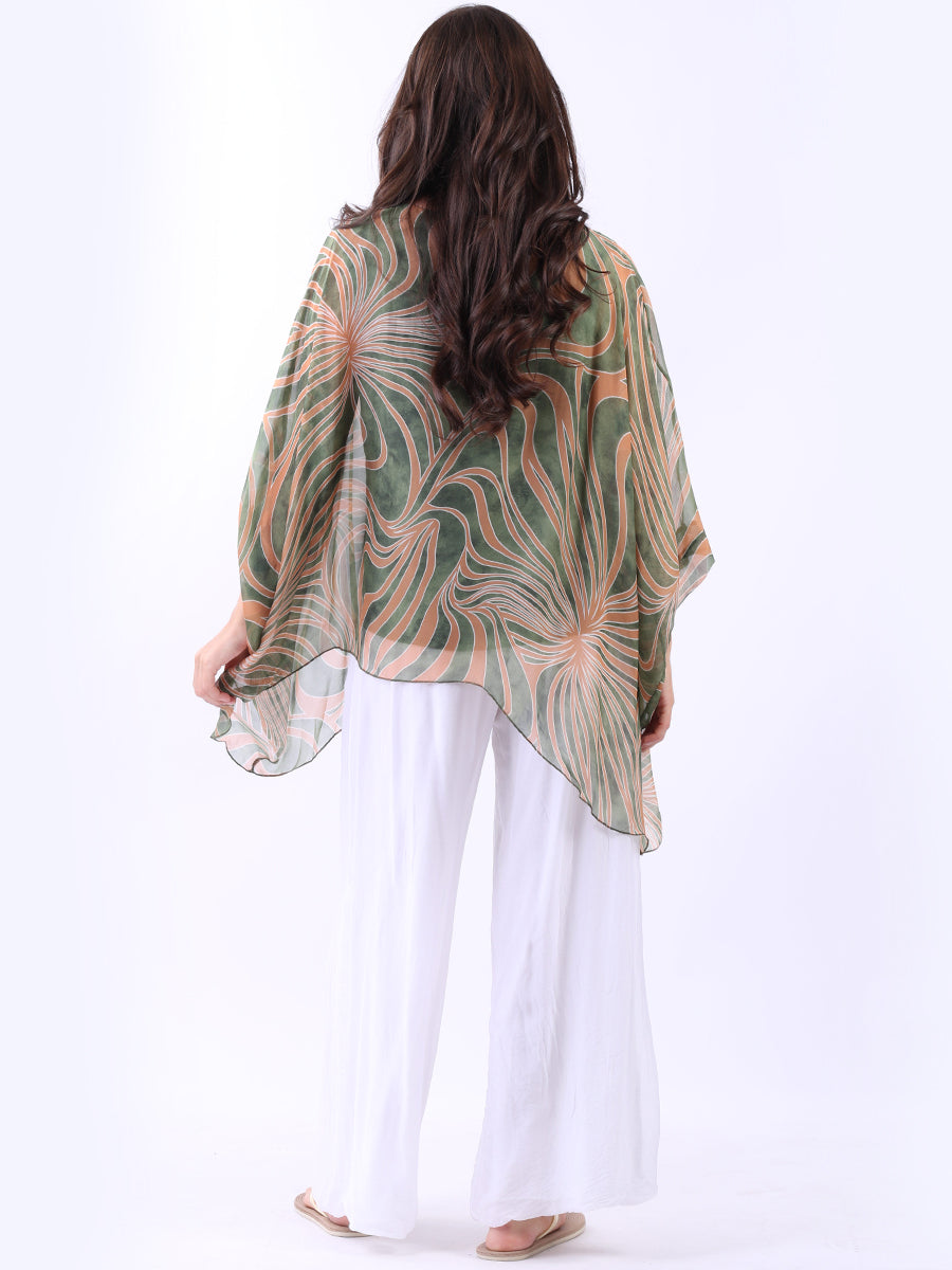 2 Layered Printed Silk Tunic Top