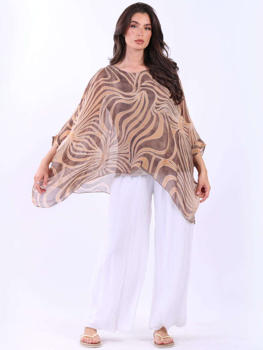 2 Layered Printed Silk Tunic Top