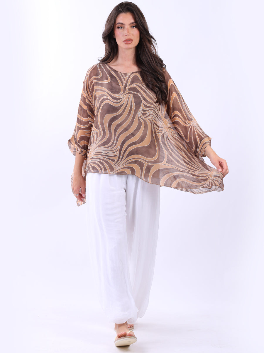 2 Layered Printed Silk Tunic Top