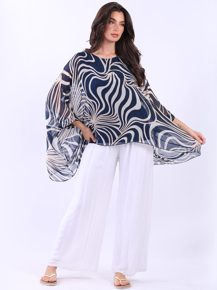 2 Layered Printed Silk Tunic Top