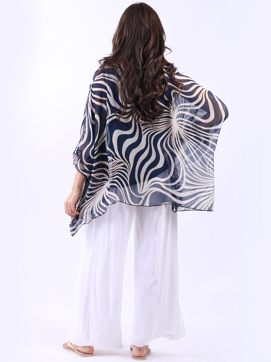 2 Layered Printed Silk Tunic Top