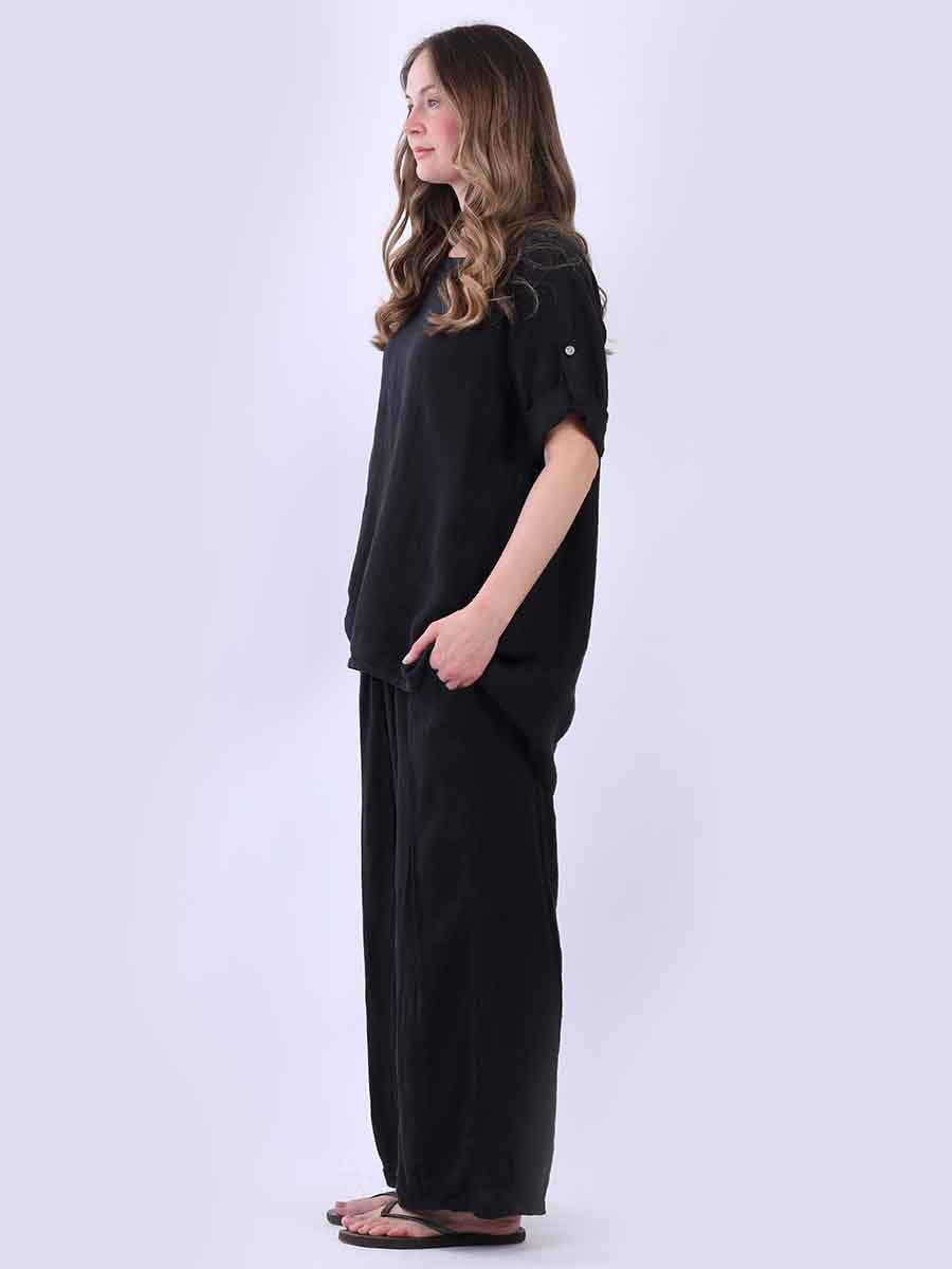 Hi-Lo Plain Linen Women Top