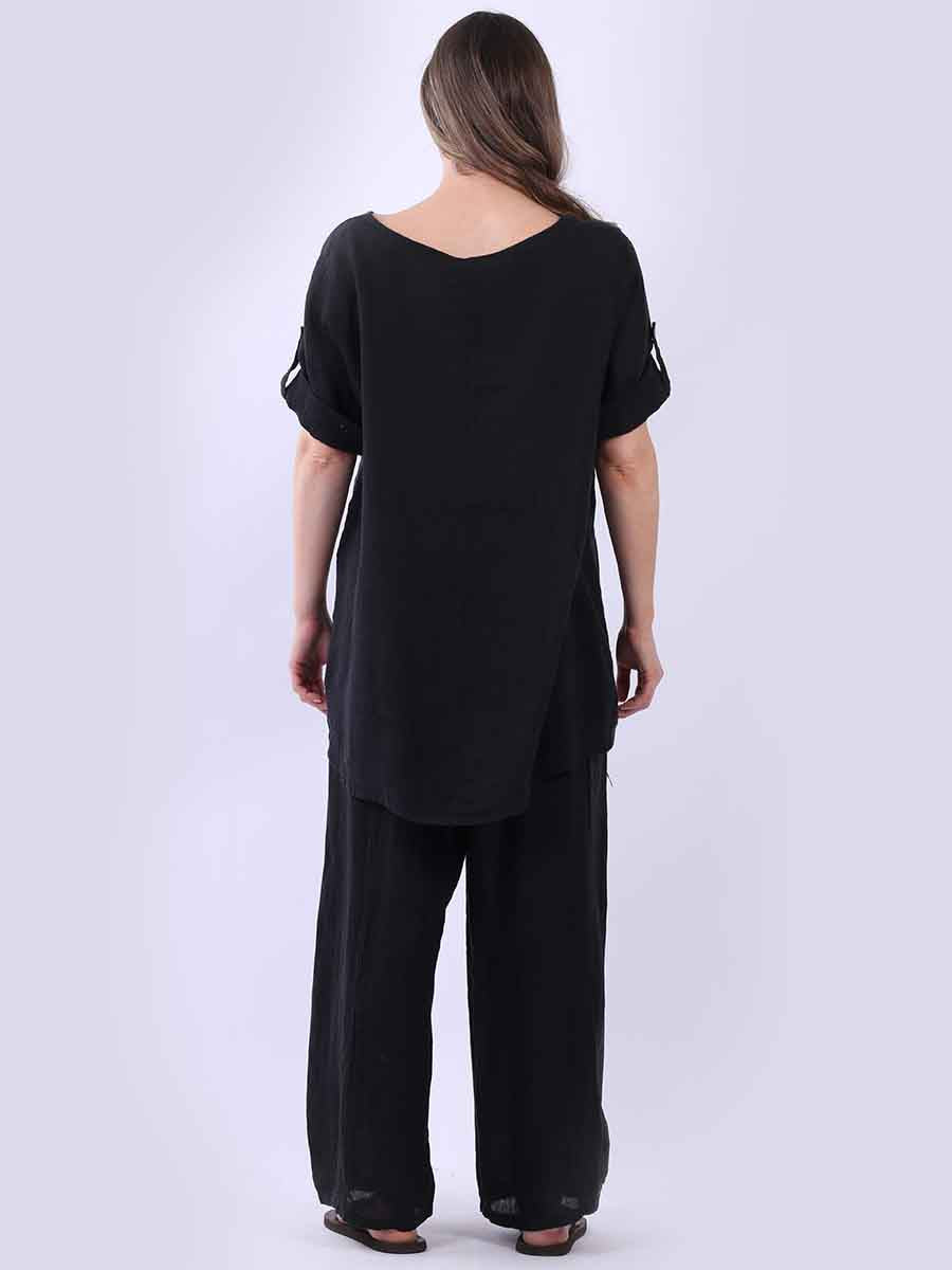 Hi-Lo Plain Linen Women Top