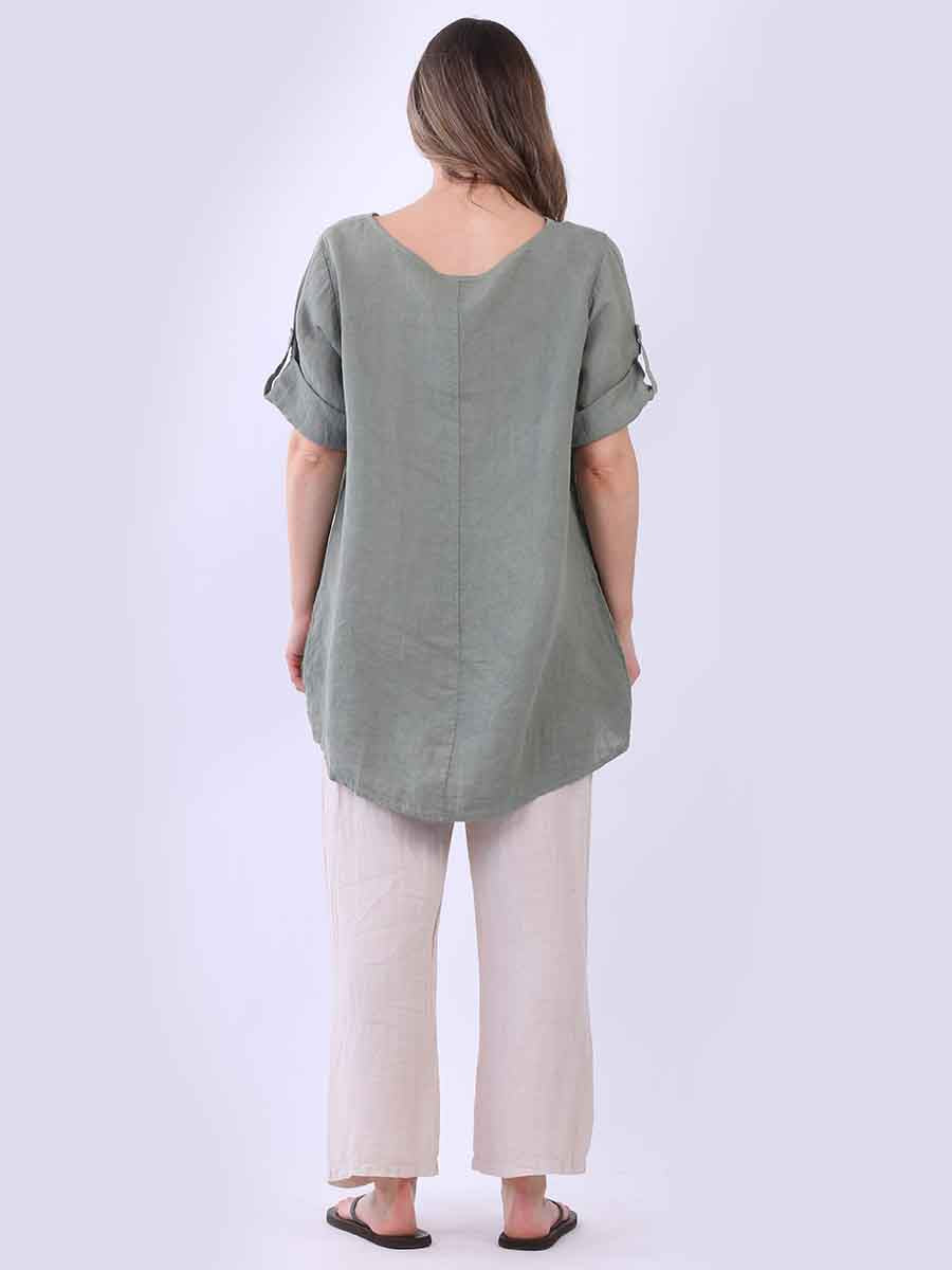 Hi-Lo Plain Linen Women Top
