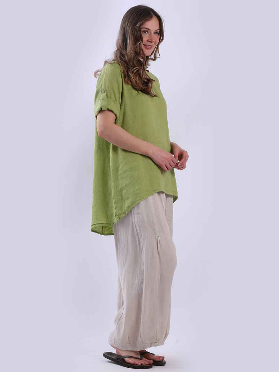 Hi-Lo Plain Linen Women Top