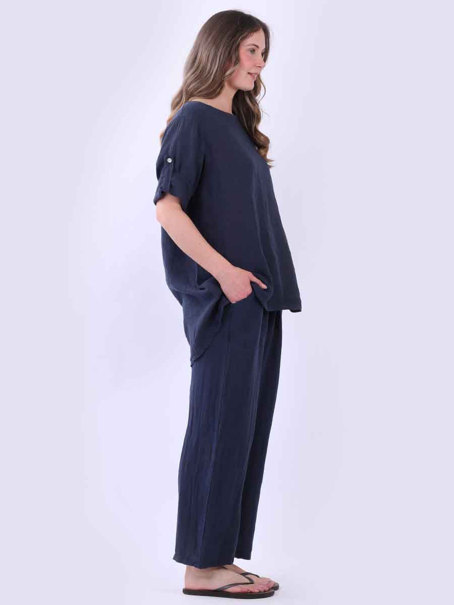 Hi-Lo Plain Linen Women Top