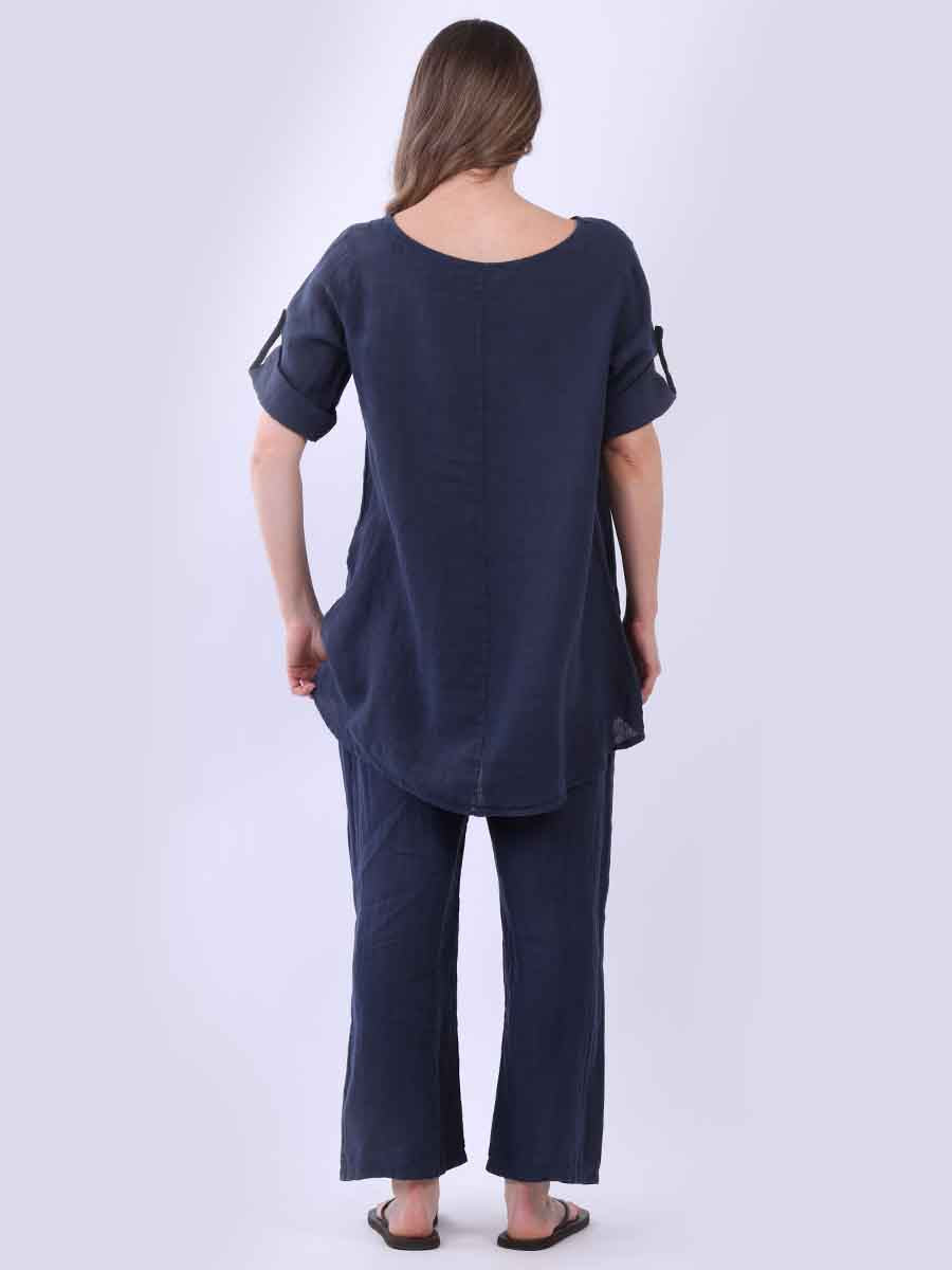 Hi-Lo Plain Linen Women Top