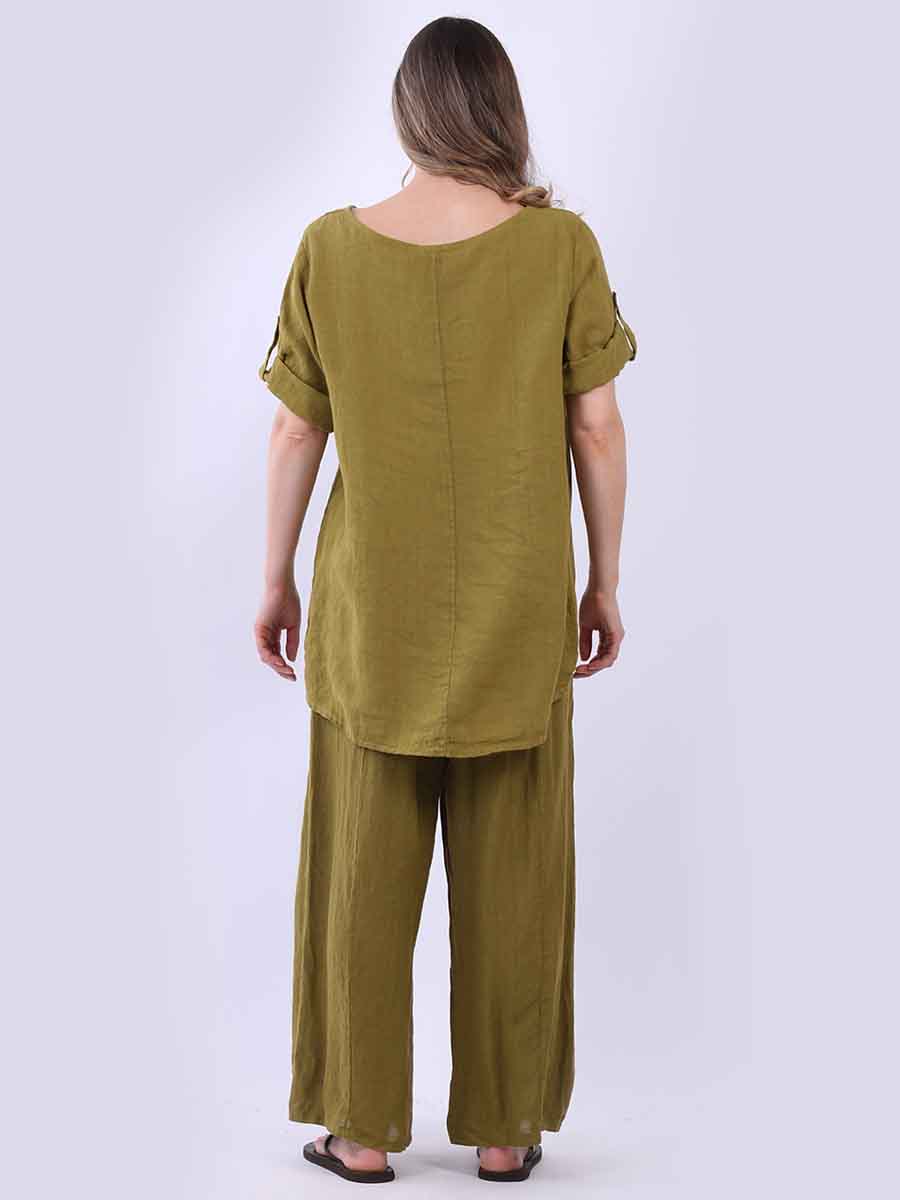 Hi-Lo Plain Linen Women Top
