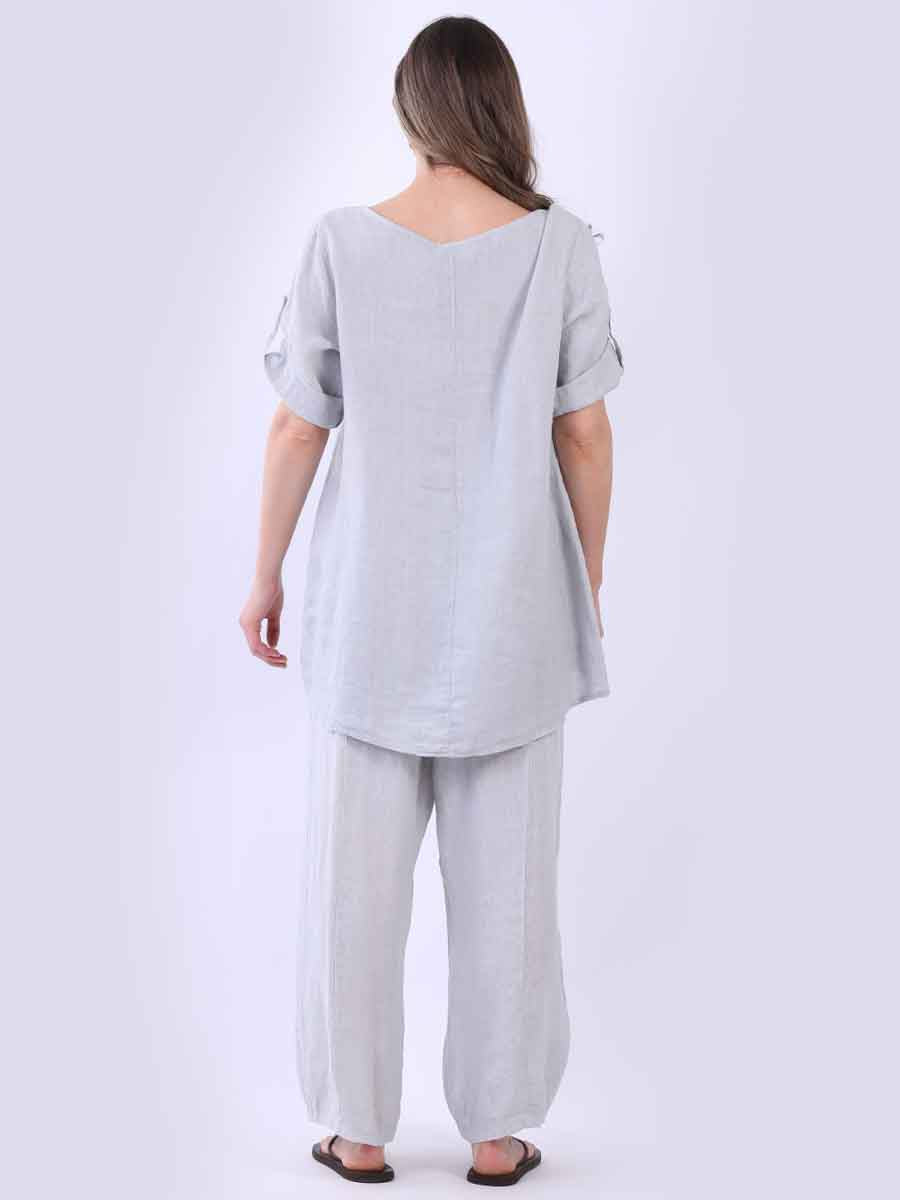 Hi-Lo Plain Linen Women Top