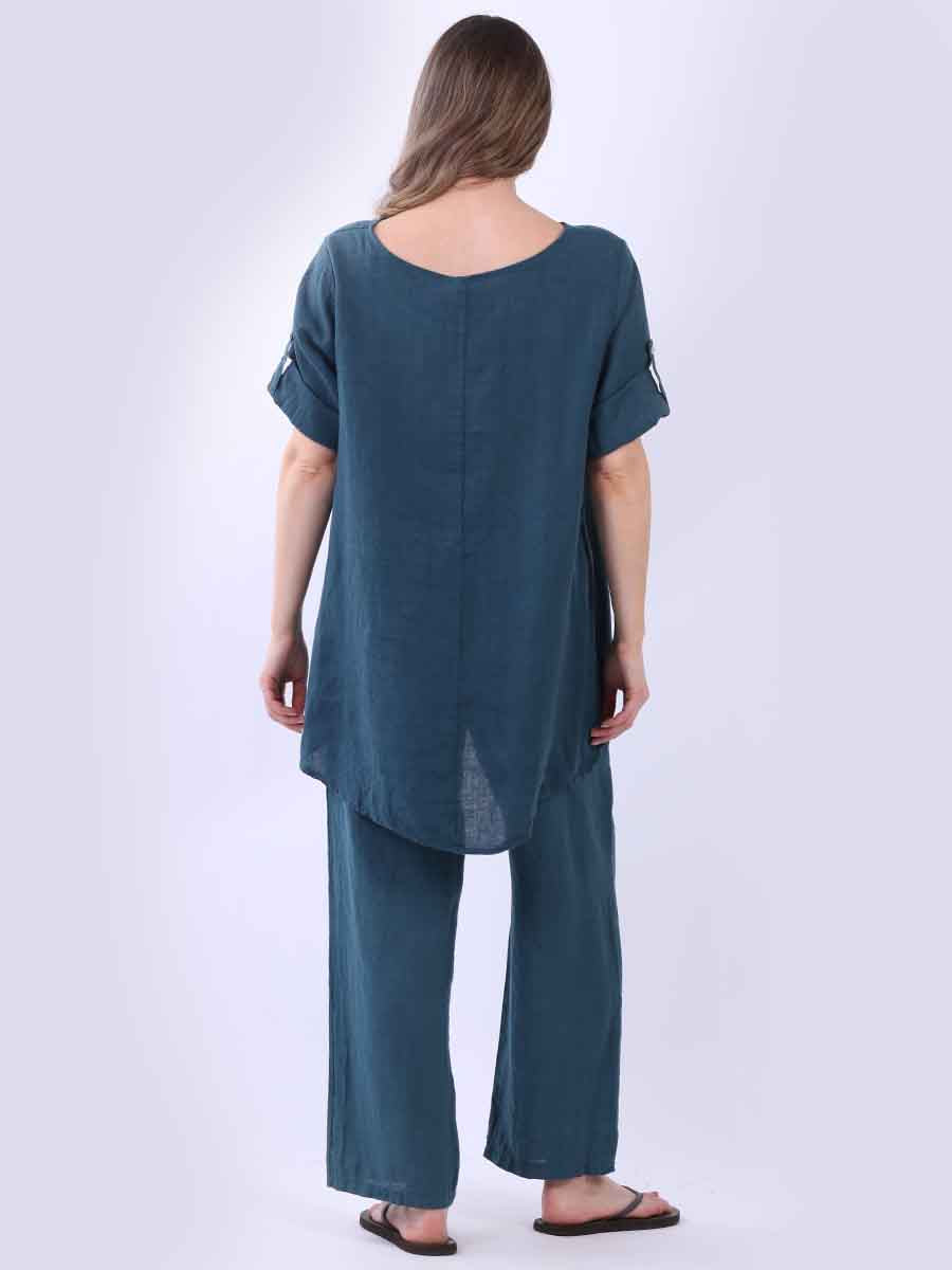 Hi-Lo Plain Linen Women Top