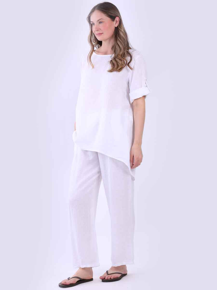 Hi-Lo Plain Linen Women Top