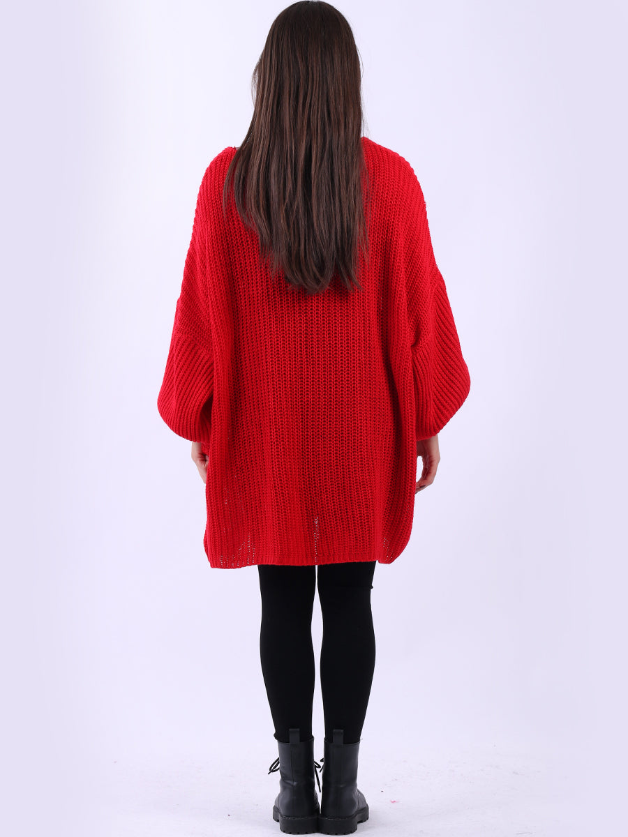 Oversized Drawstring V-Neck Baggy Knitted Sweater