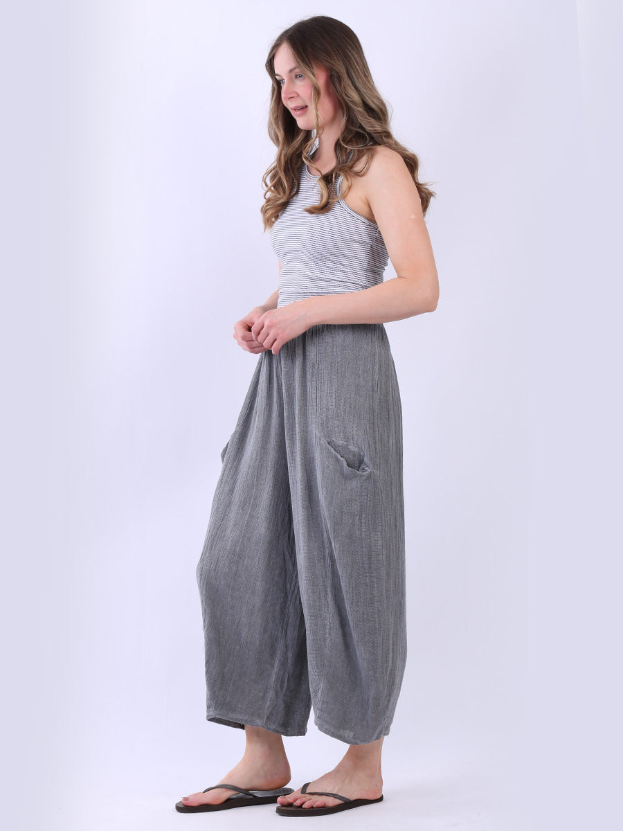 Wide Leg Solid Vintage Washed Culottes