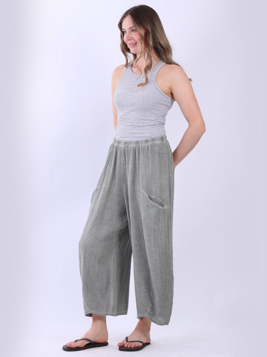 Wide Leg Solid Vintage Washed Culottes