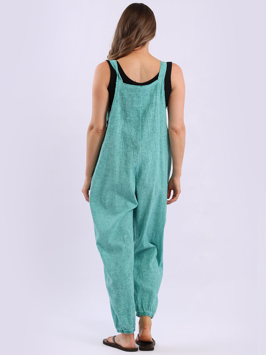 Solid Linen Vintage Washed Strappy Jumpsuit