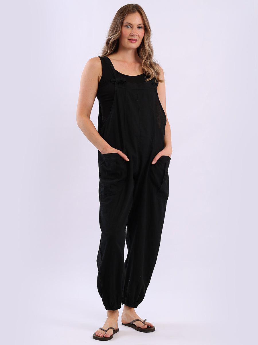 Linen Vintage Dungaree Black