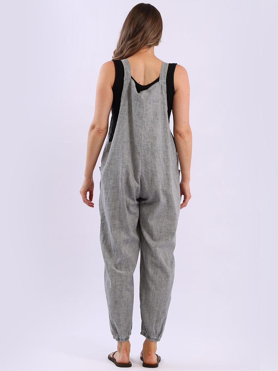 Solid Linen Vintage Washed Strappy Jumpsuit