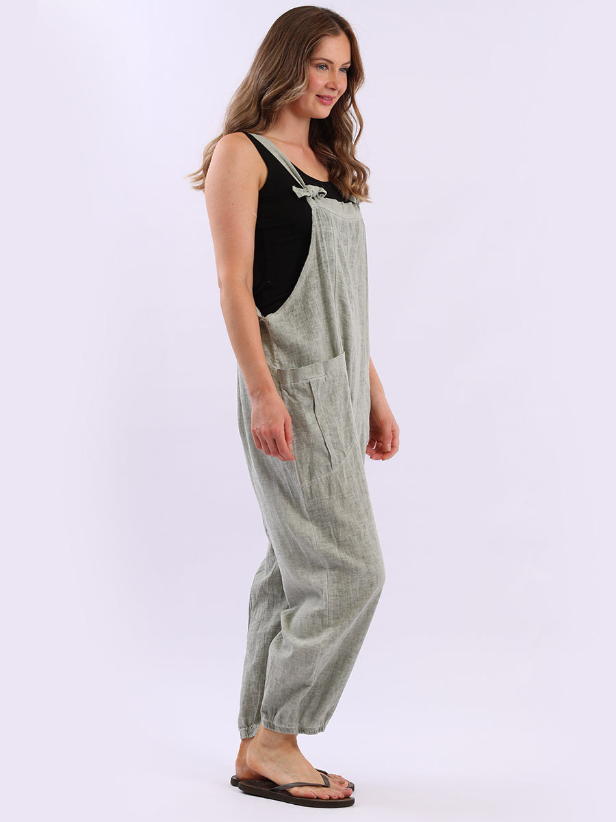 Solid Linen Vintage Washed Strappy Jumpsuit