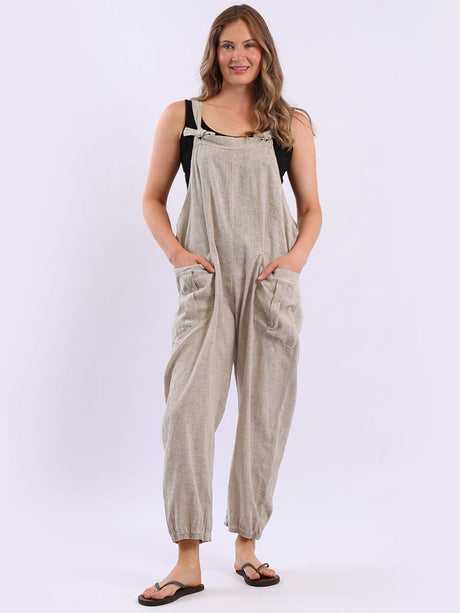 Linen Vintage Dungaree Mocha