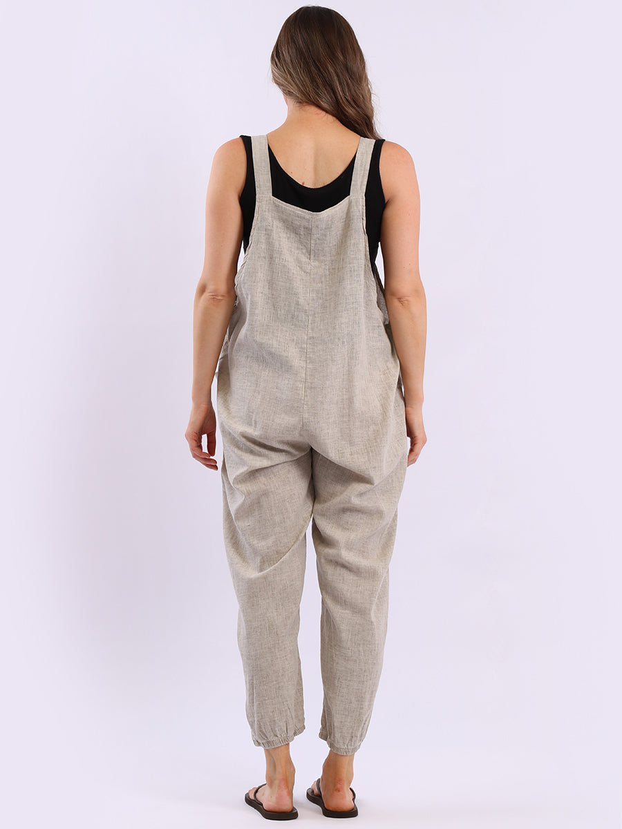 Solid Linen Vintage Washed Strappy Jumpsuit