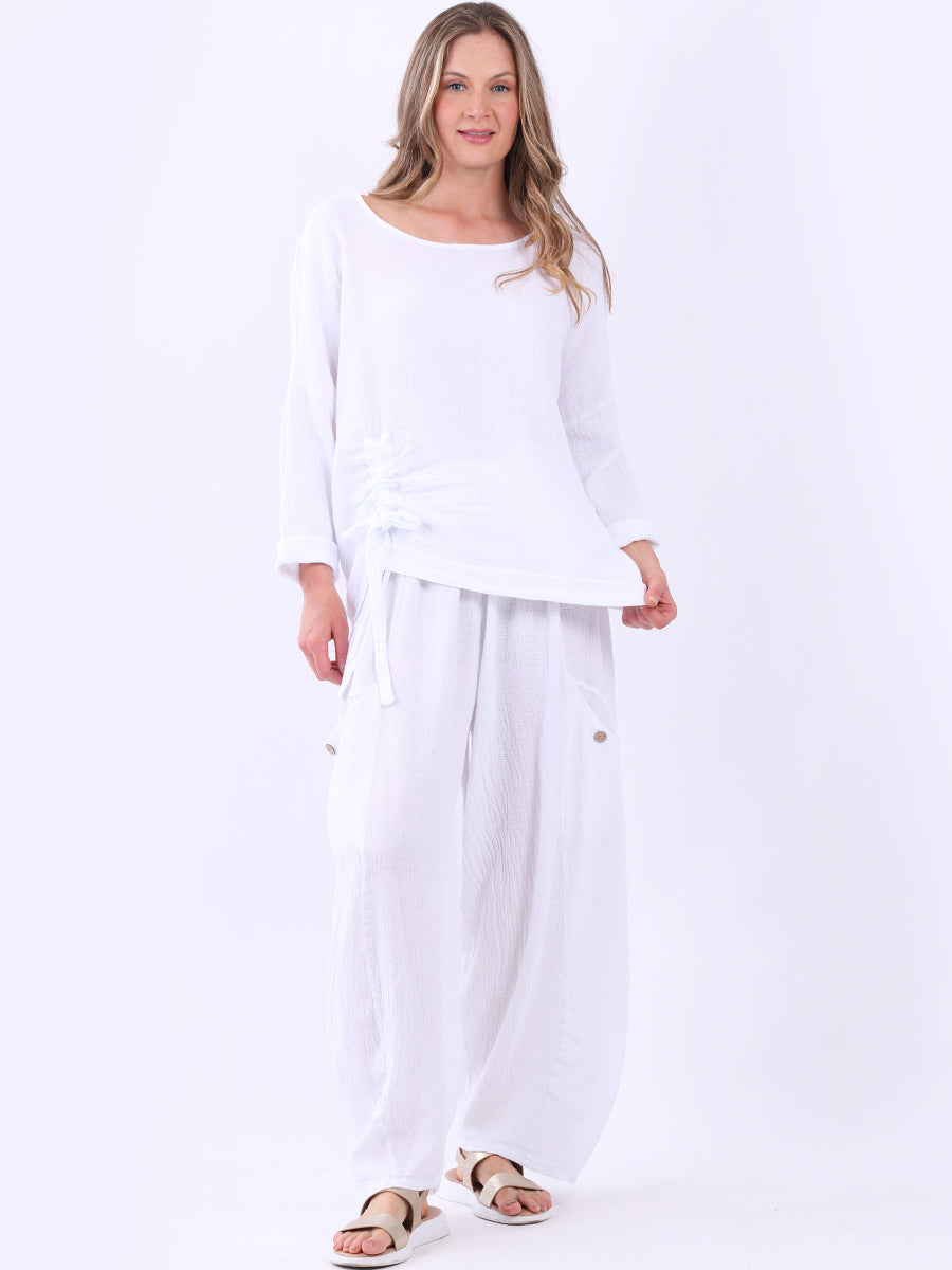 Plain Linen Trouser White