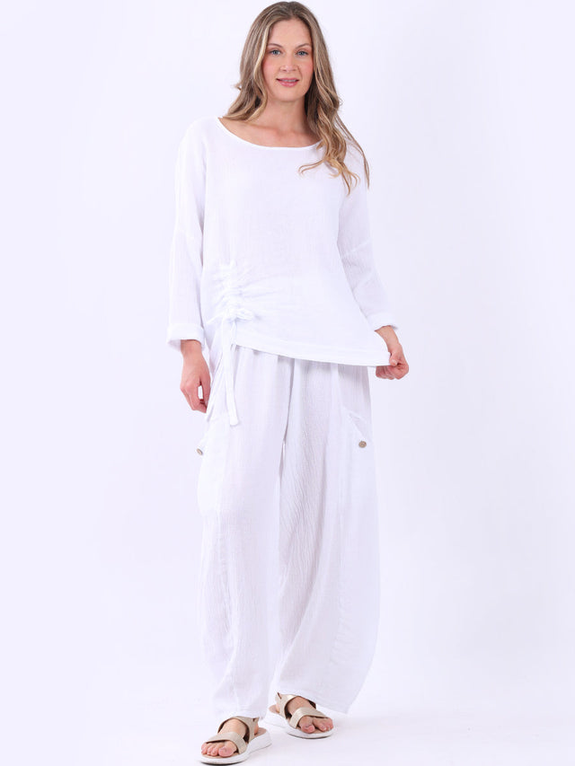 Plain Linen Trouser White