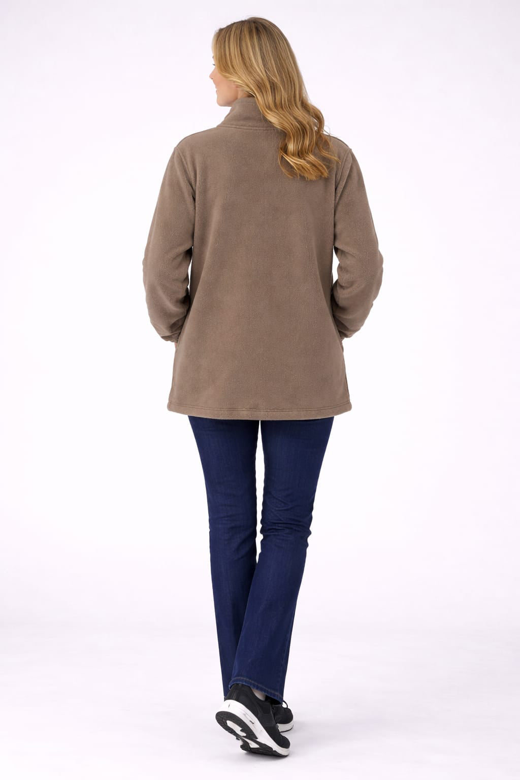 Plus Size Women Front Zipper Fleece Jacket