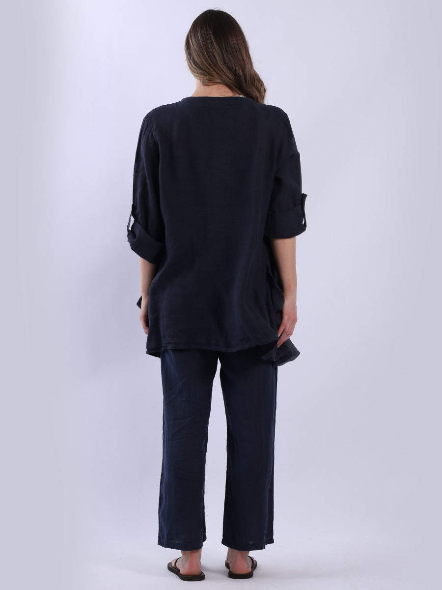 Tabbed Sleeves Linen Drape Cardigan